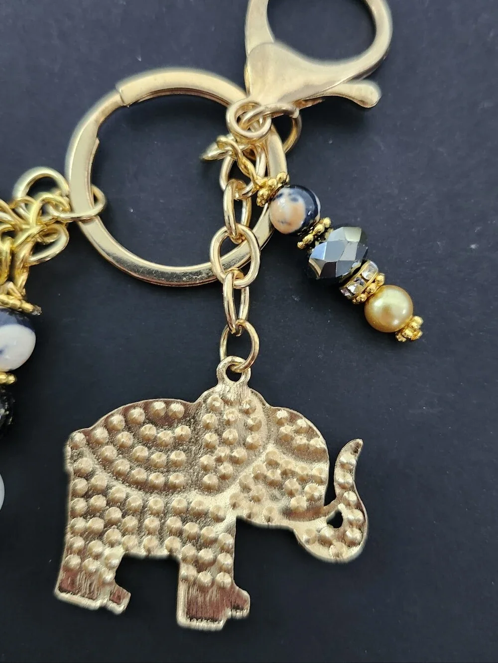 Elephant Purse Charm or Keychain Agate Paper Granite Handcrafted